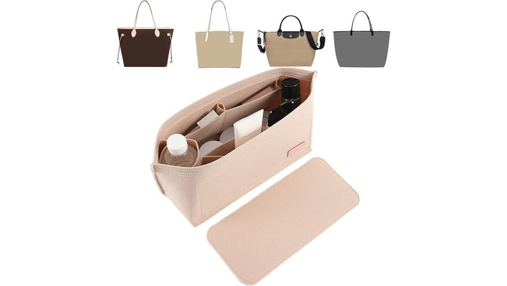 felt zipper handbag organizer