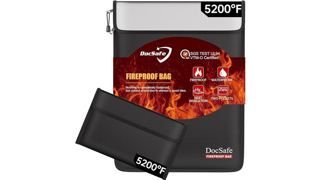 fireproof document bag with organizer