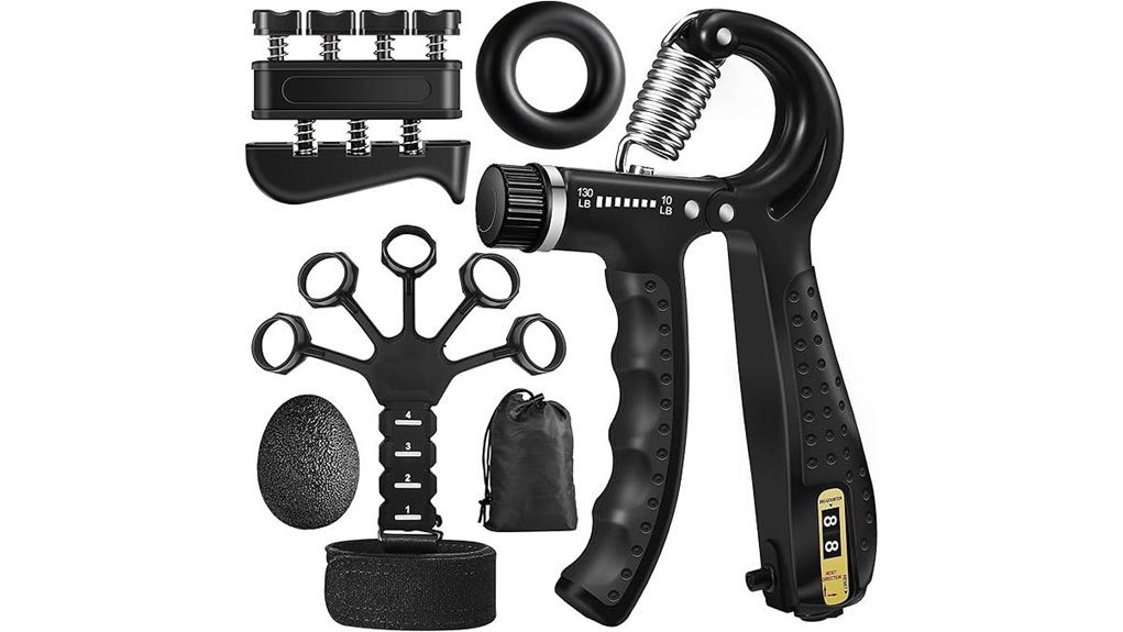 five adjustable forearm grippers