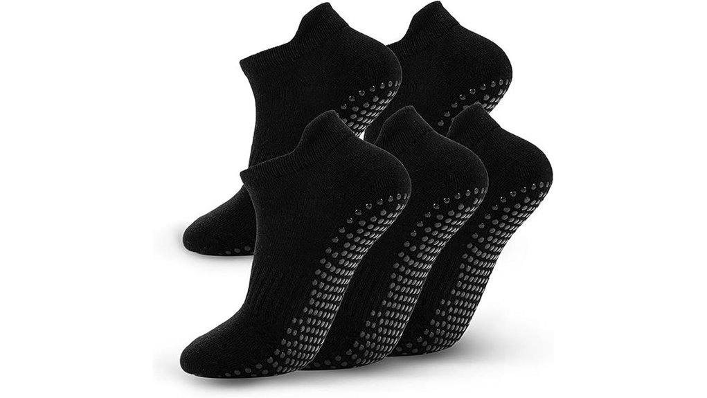 five non slip pilates socks