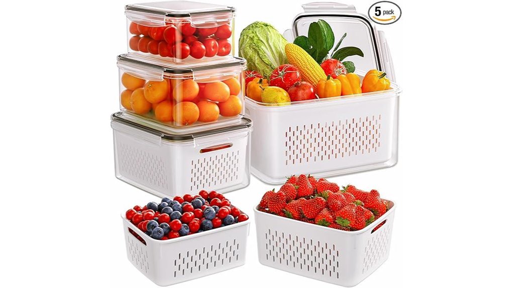 five pack fridge fruit containers with lids
