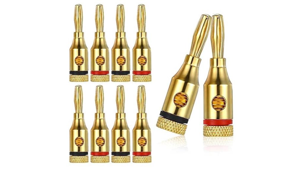 five pair gold plated banana plugs