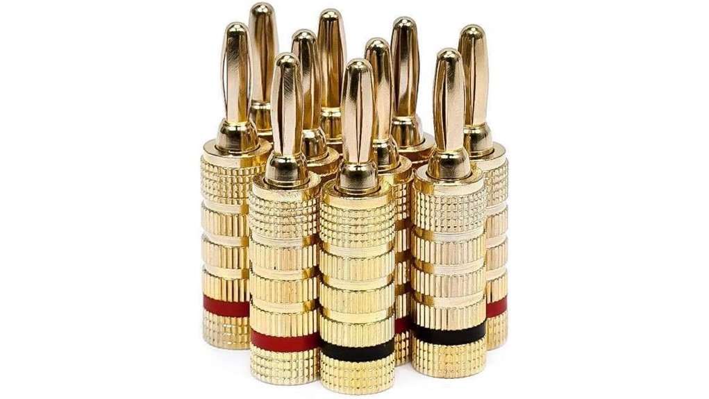 five pairs gold plated banana plugs
