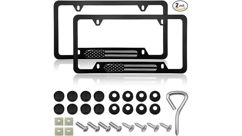 flag stainless steel license plate frame universal car accessory