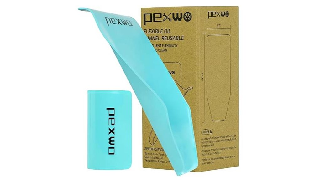 flexible blue oil funnel with drain