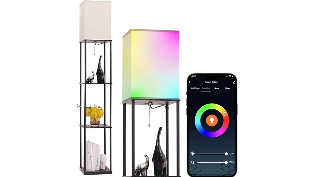 floor lamp with shelves rgb app controlled