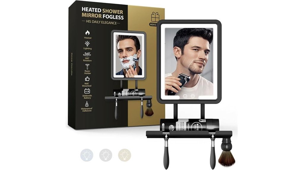 fogless lighted rechargeable mirror