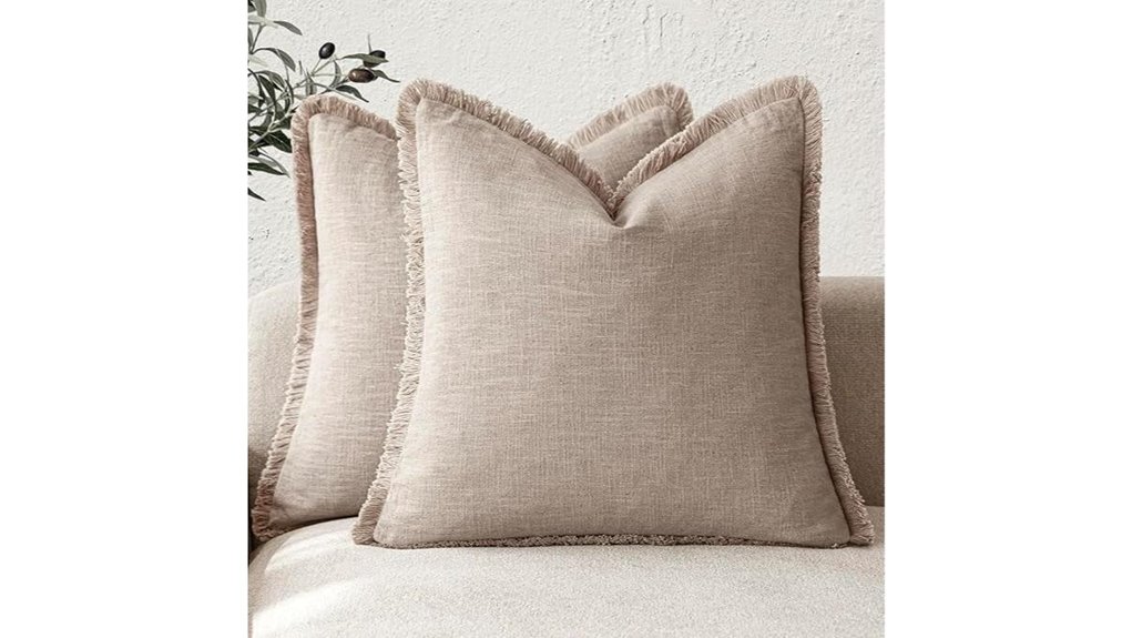 foindtower linen fringe pillow covers