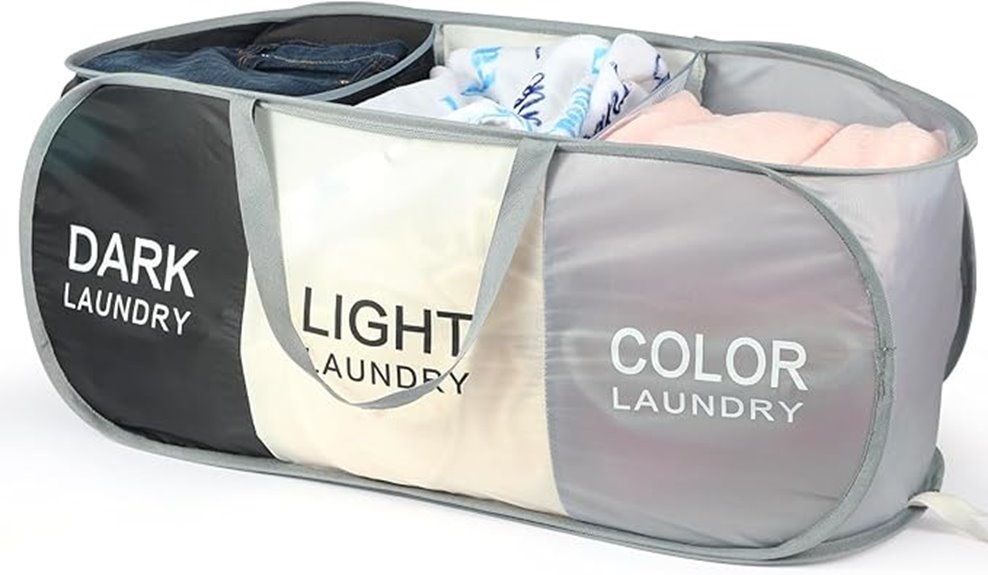 foldable 3 section pop up hamper