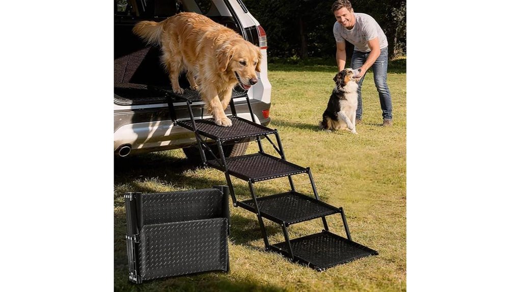 foldable five step suv dog stairs