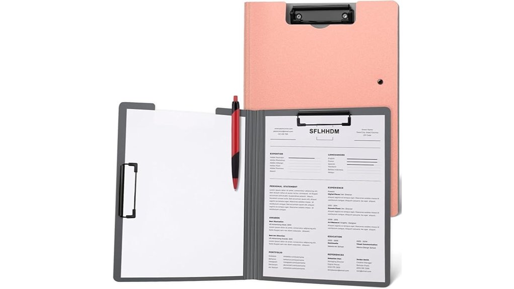 foldable pink double clip clipboard