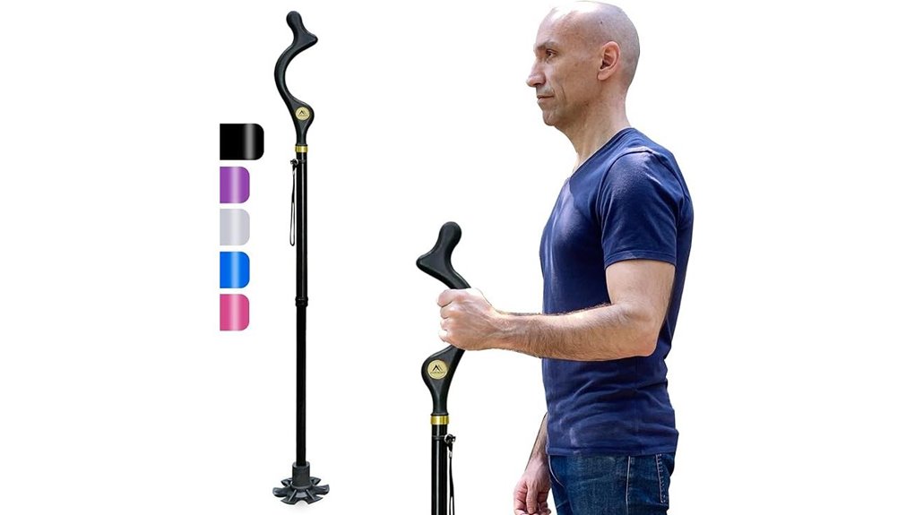 foldable self standing senior cane