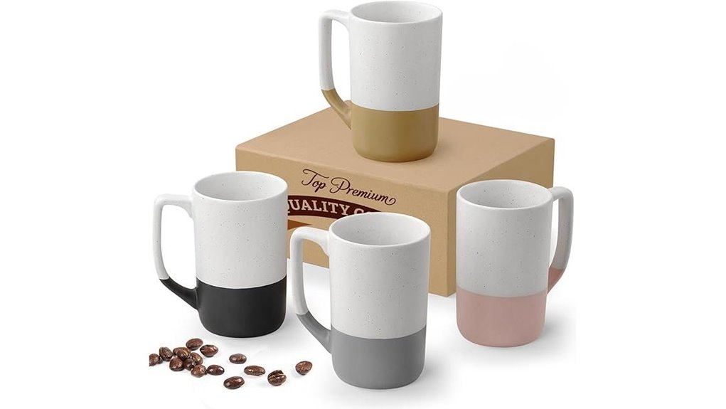 four 16oz ceramic mugs