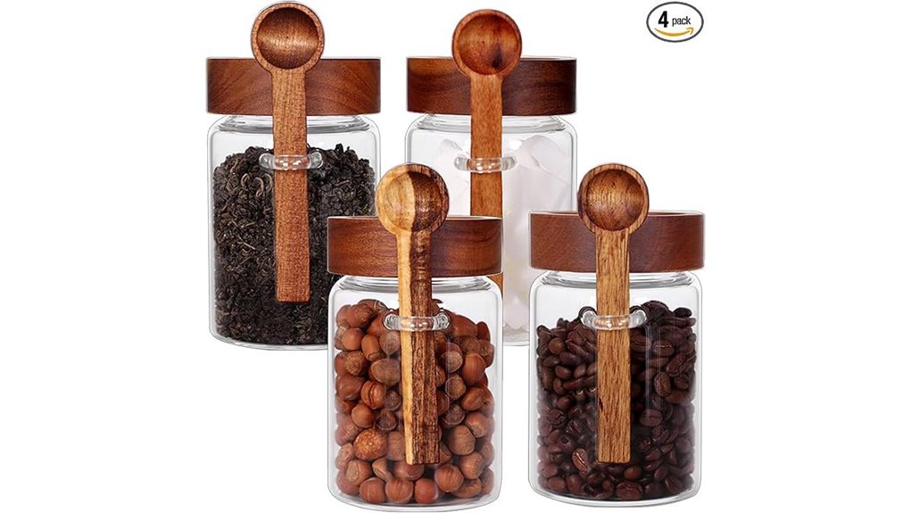 four 16oz glass canisters