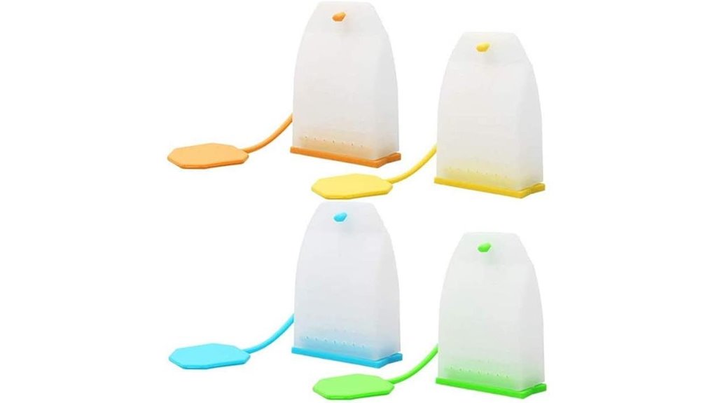 four reusable silicone tea bags set