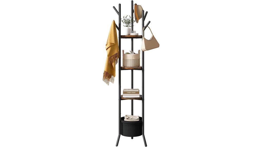 freestanding coat rack shelfbasket