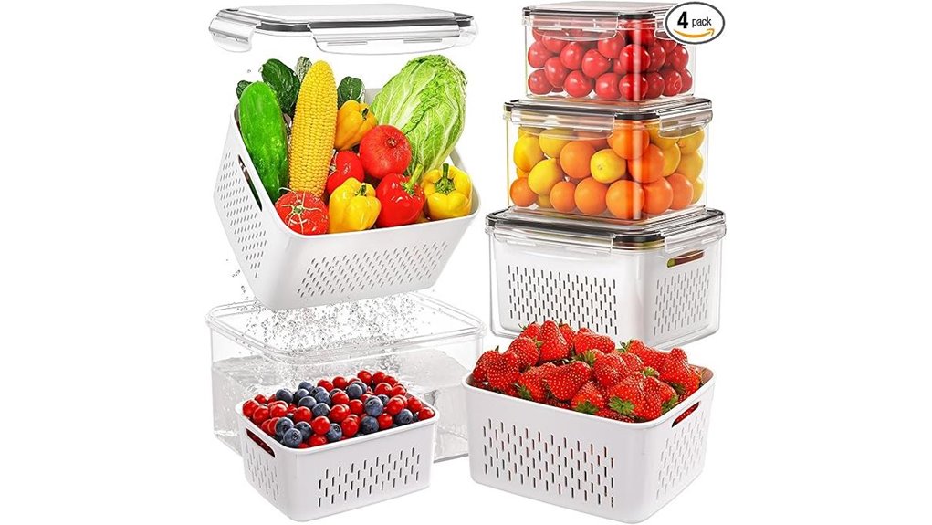 fruit storage containers with removable colander
