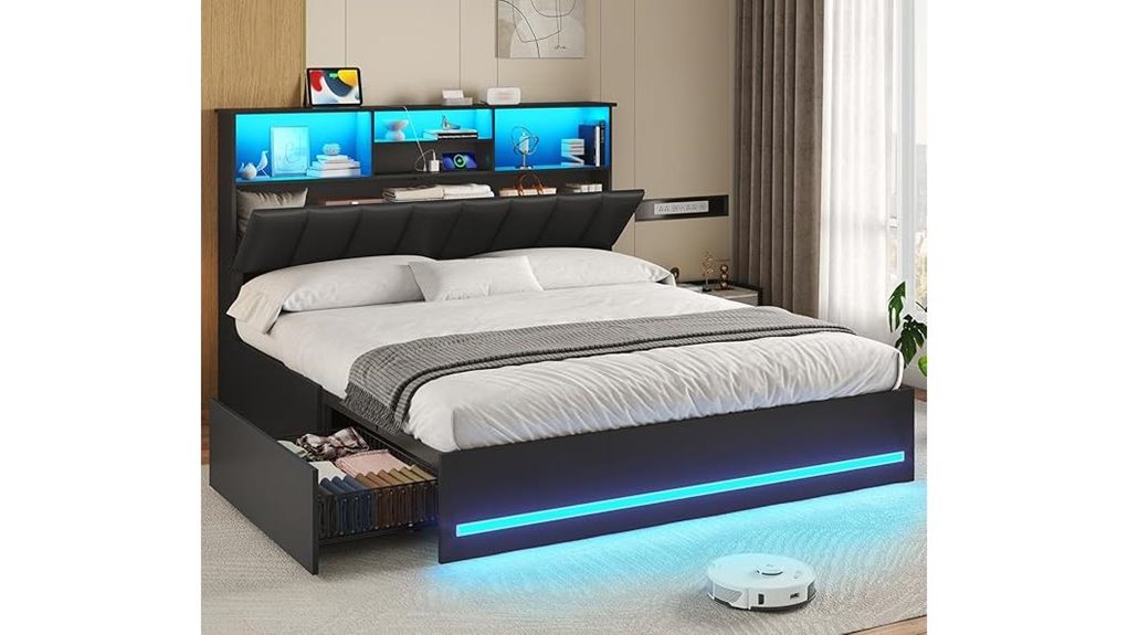 full size bed with bookcase