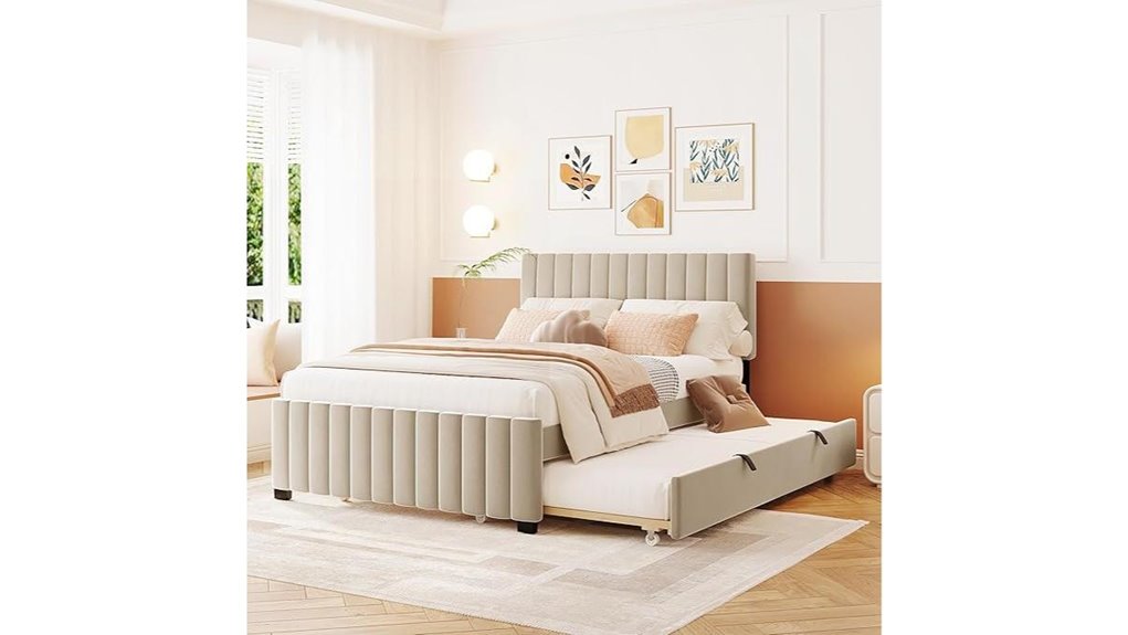 full size upholstered headboard trundle