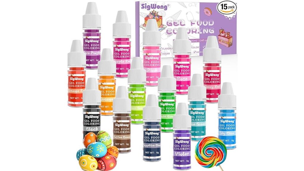 gel food coloring set 15 colors