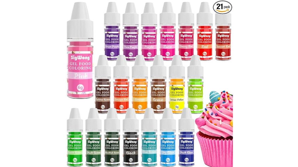 gel food coloring set 21 colors