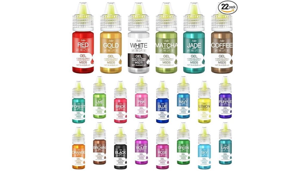 gel food coloring set 22 colors