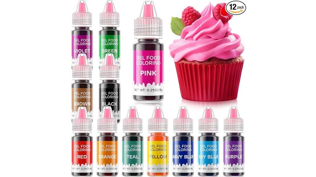 gel food coloring set twelve colors