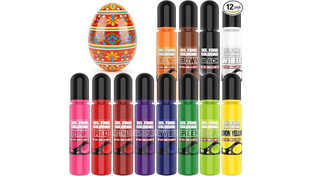 gel food coloring set with 12 colors