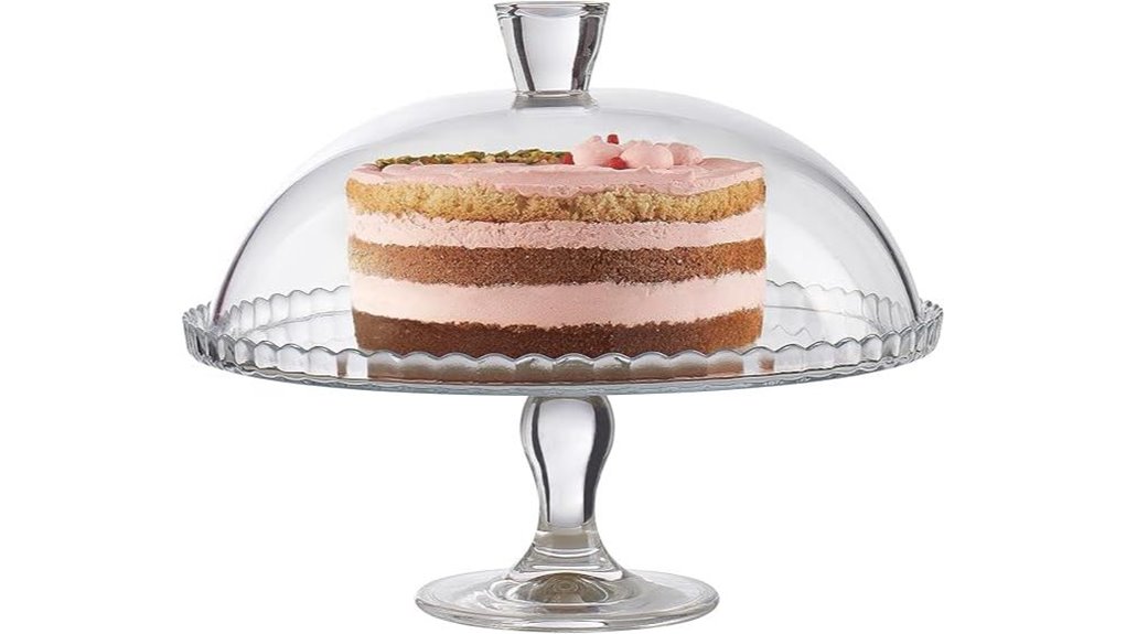 glass dessert stand with dome lid