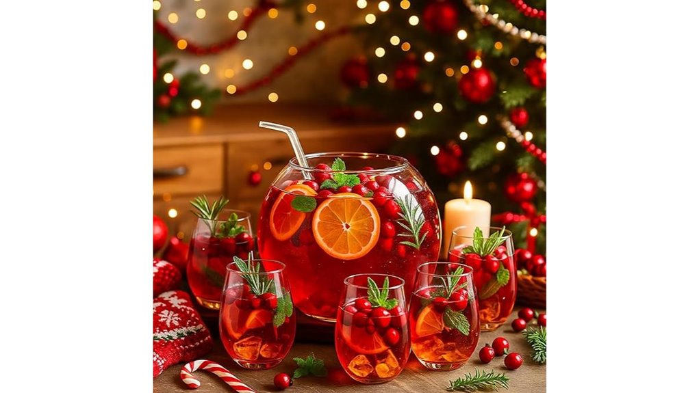 glass punch bowl set with cups