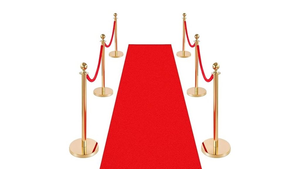 gold stanchion red velvet