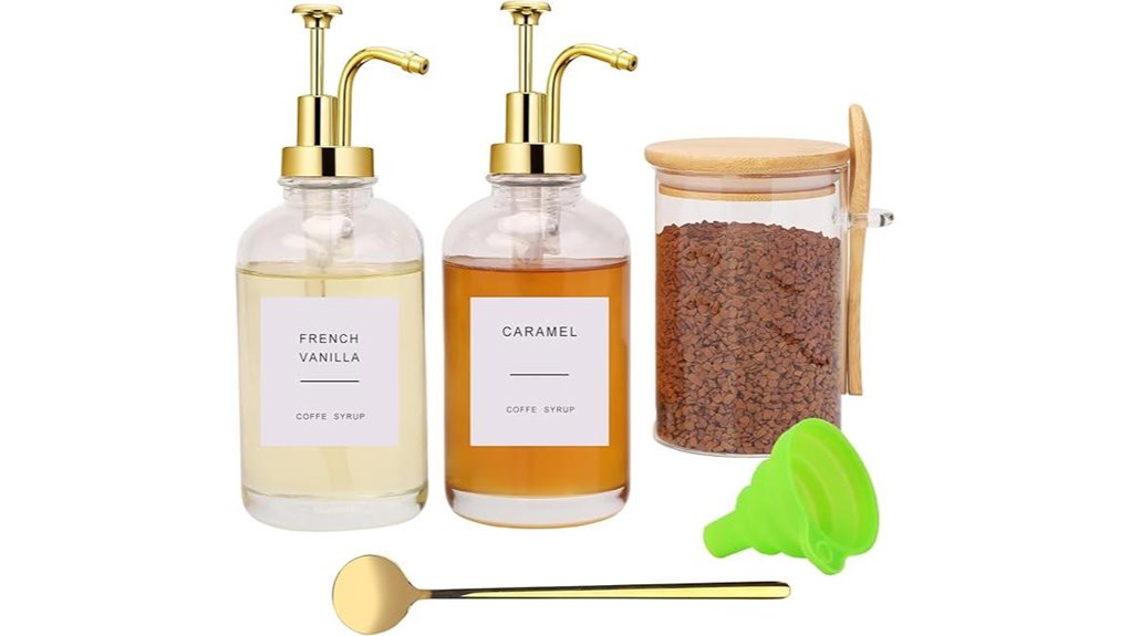 gold syrup dispenser set