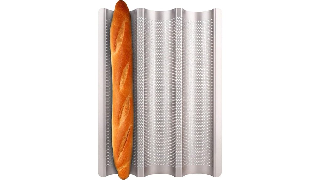 golden perforated three slot baguette pan