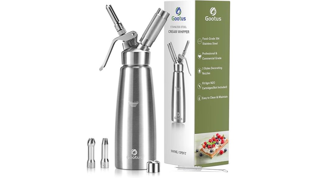 gootus 500ml stainless steel whipped cream dispenser
