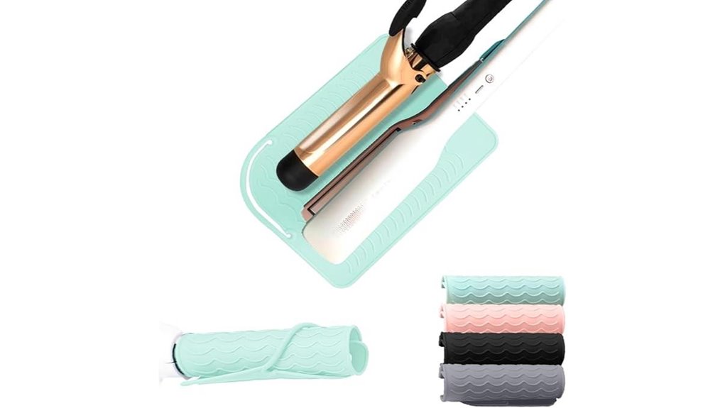 green silicone flat iron mat