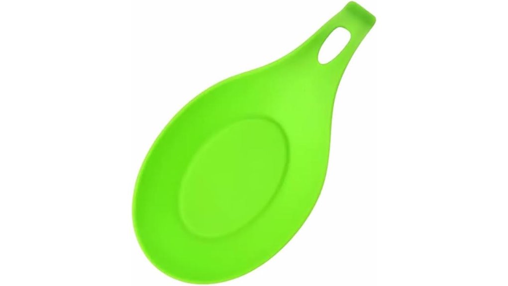 green silicone spoon rest for utensils