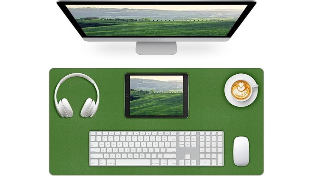 green waterproof dual sided leather desk mat