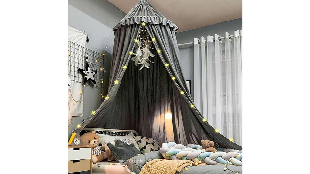 grey queen bed canopy