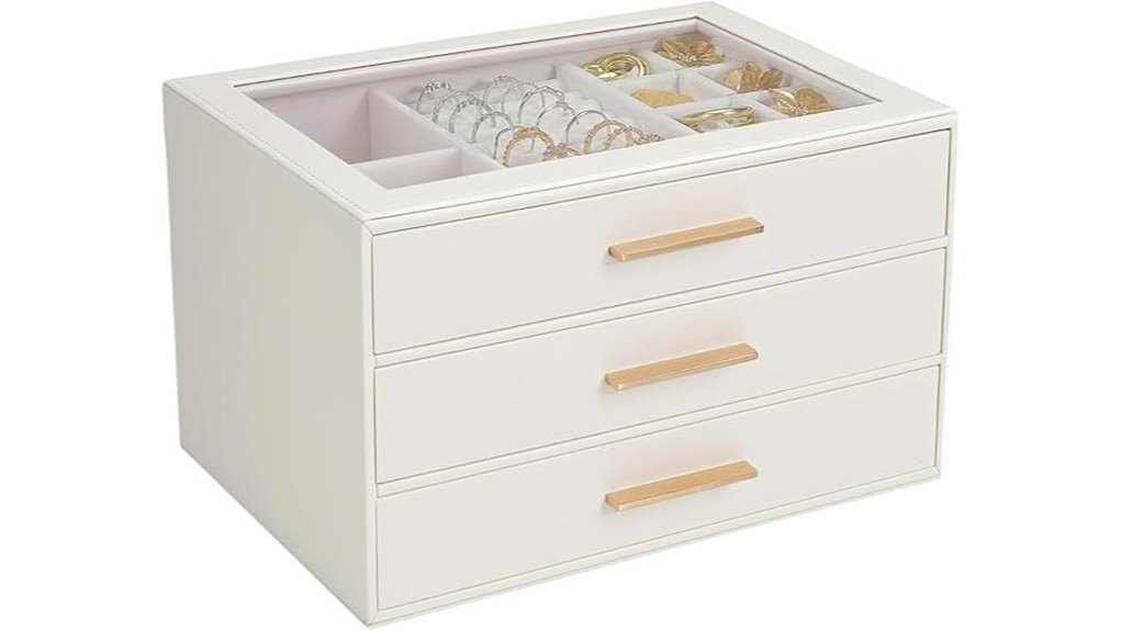 guoer 3 drawer glass box