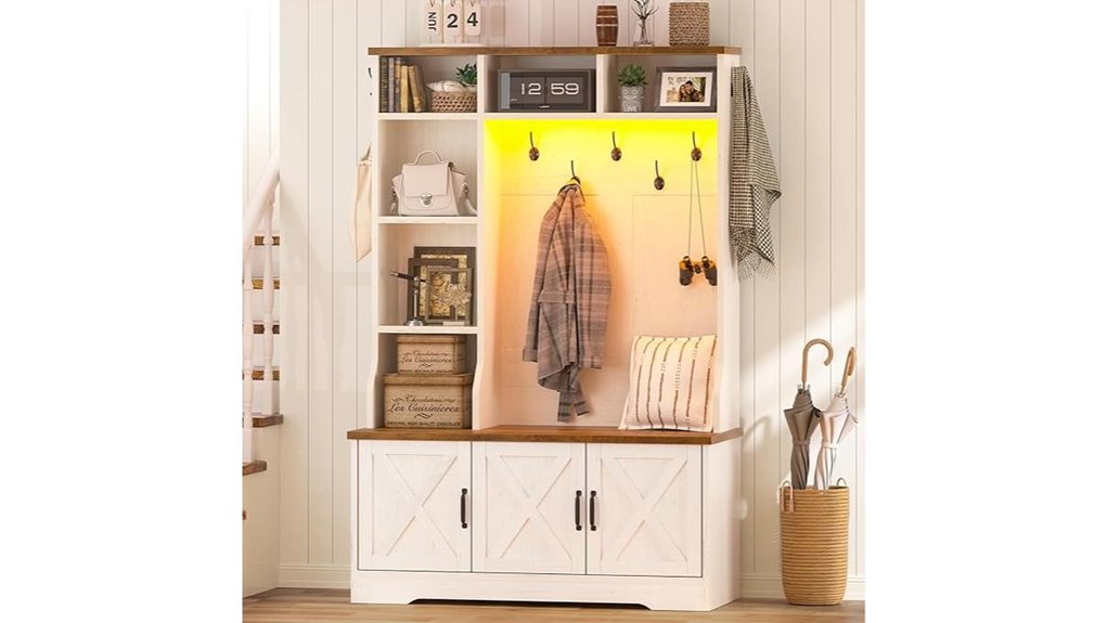 hall tree with bench and storage