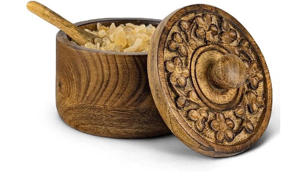 hand carved rustic salt box