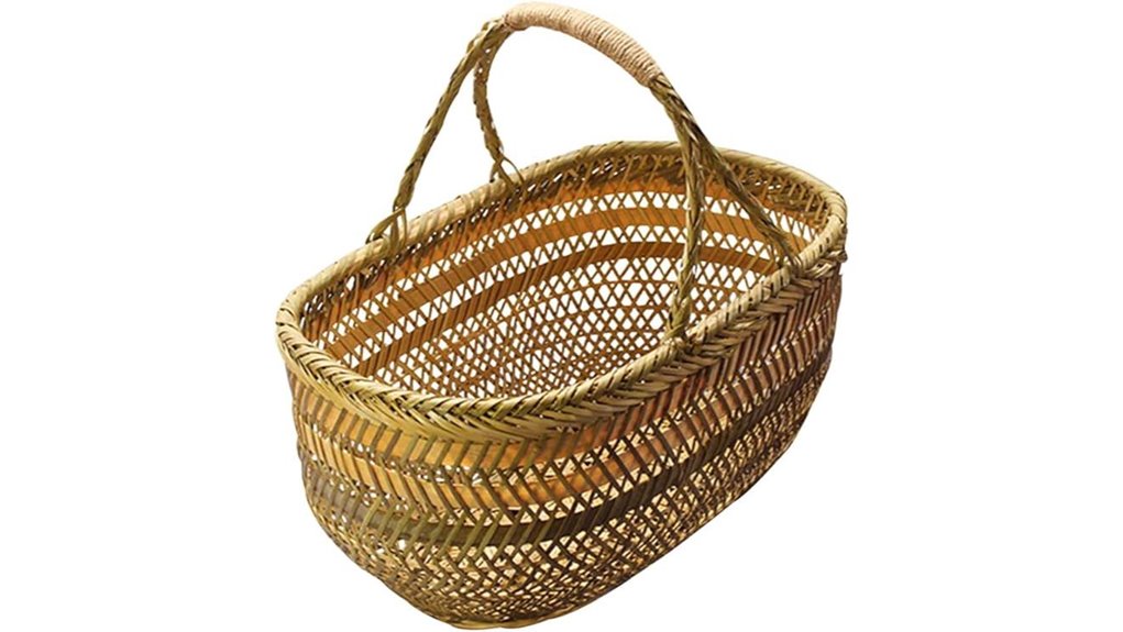 handheld bamboo veggie basket