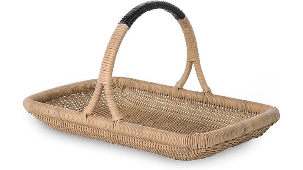 handwoven rattan vegetable basket