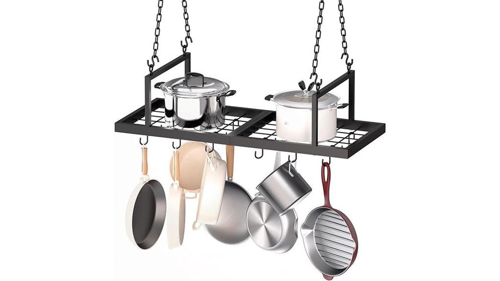 hanging pot rack with 12 hooks