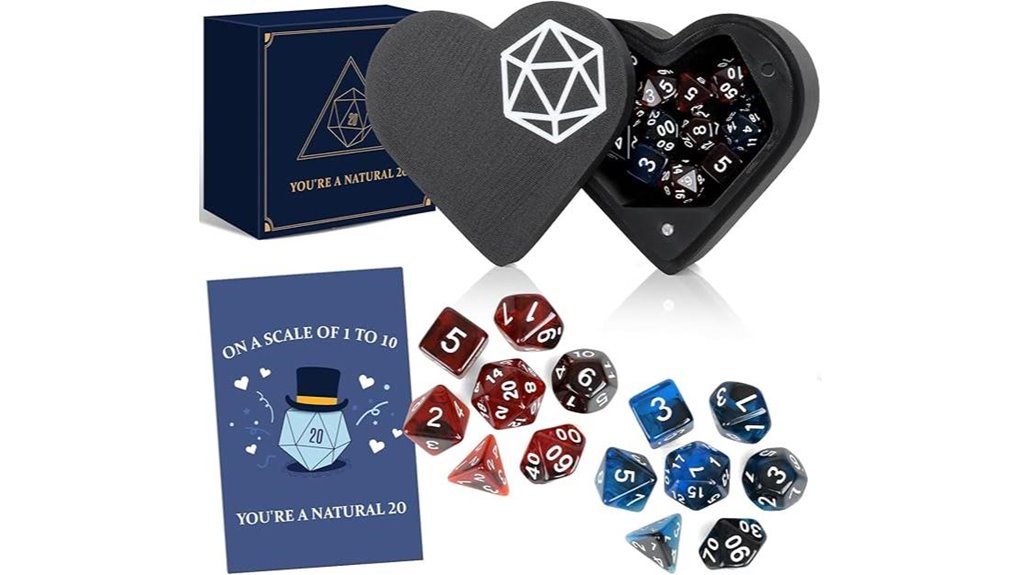 heart shaped 14 dice box