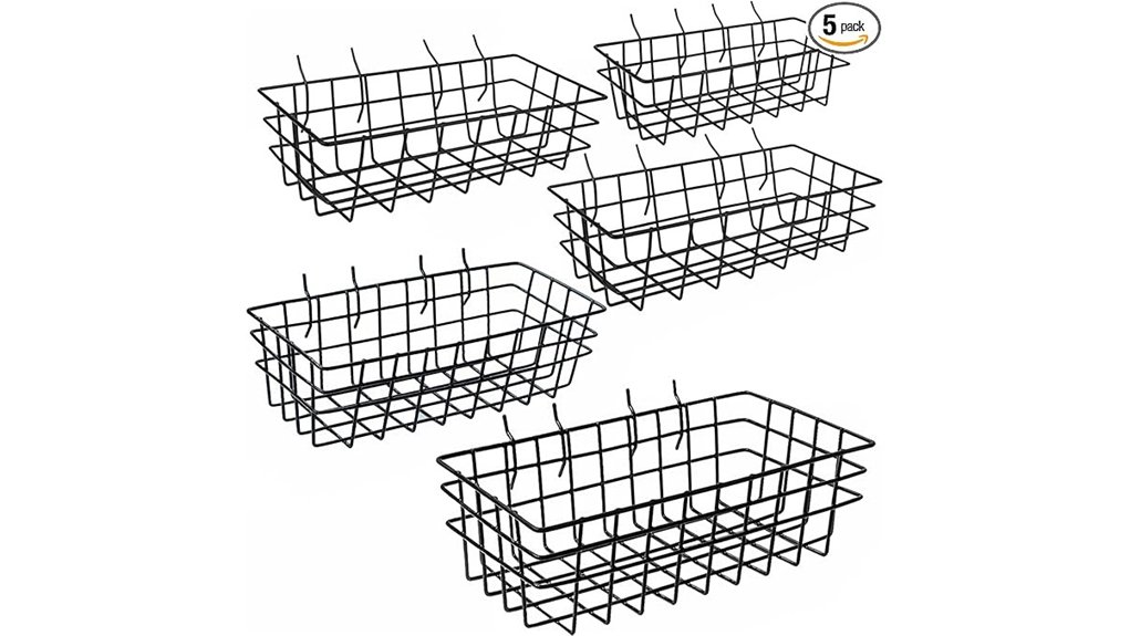 heavy duty black pegboard baskets