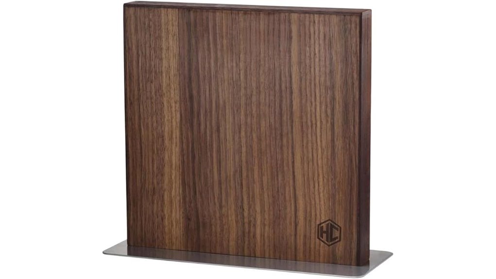 hexclad magnetic walnut knife block