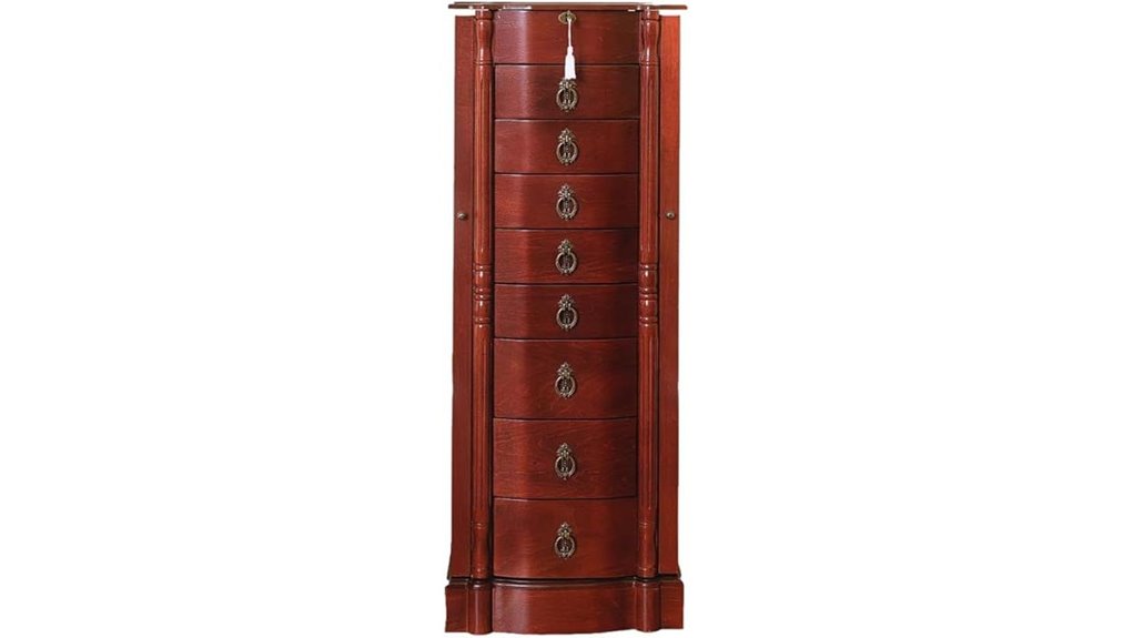 honeycomb locked antique armoire