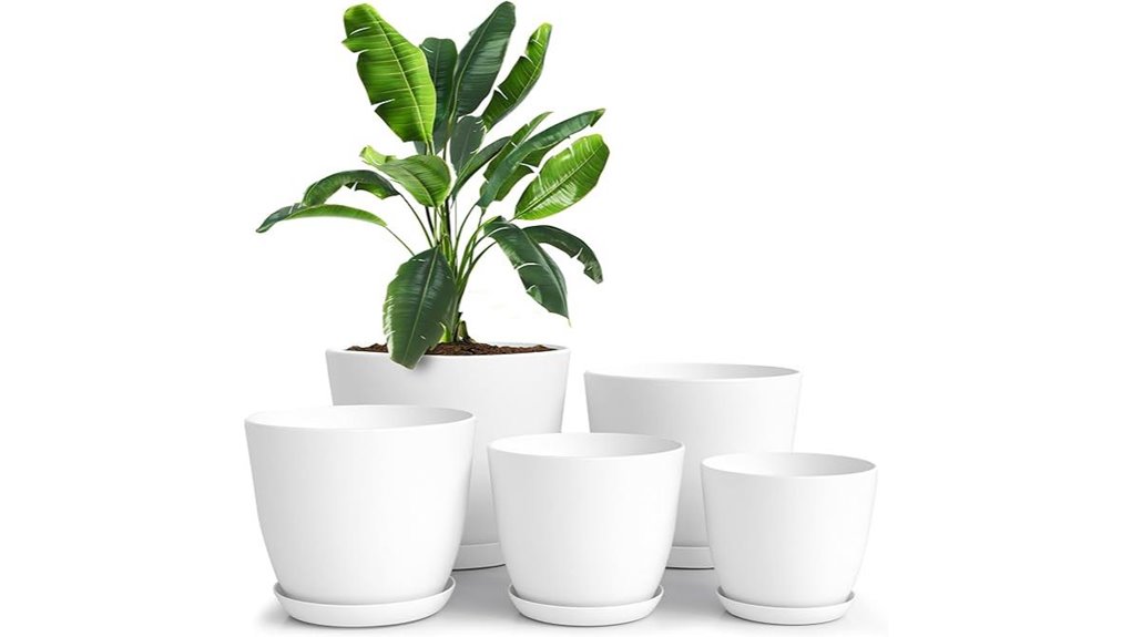 indoor white plastic pots
