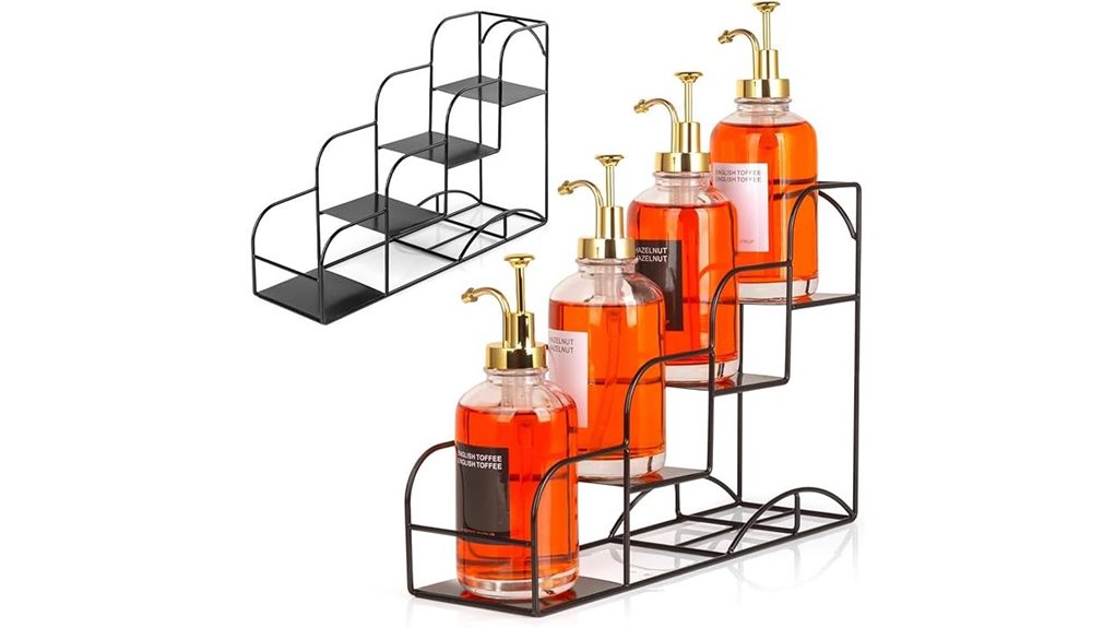 iron syrup rack coffee bar 4 bottle